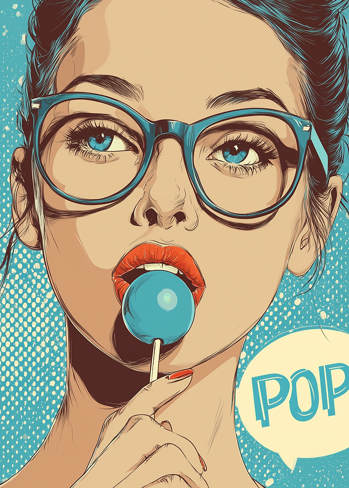 Pop Art Girl with Lollipop