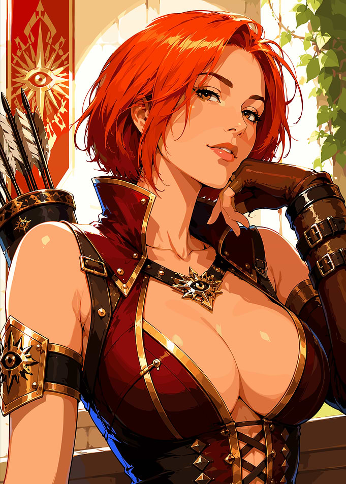 Red-Haired Archer Fantasy Warrior Portrait