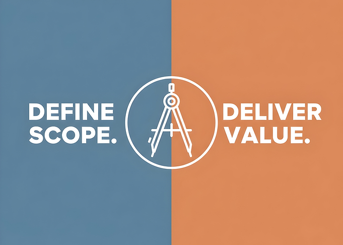 Define Scope Deliver Value Graphic