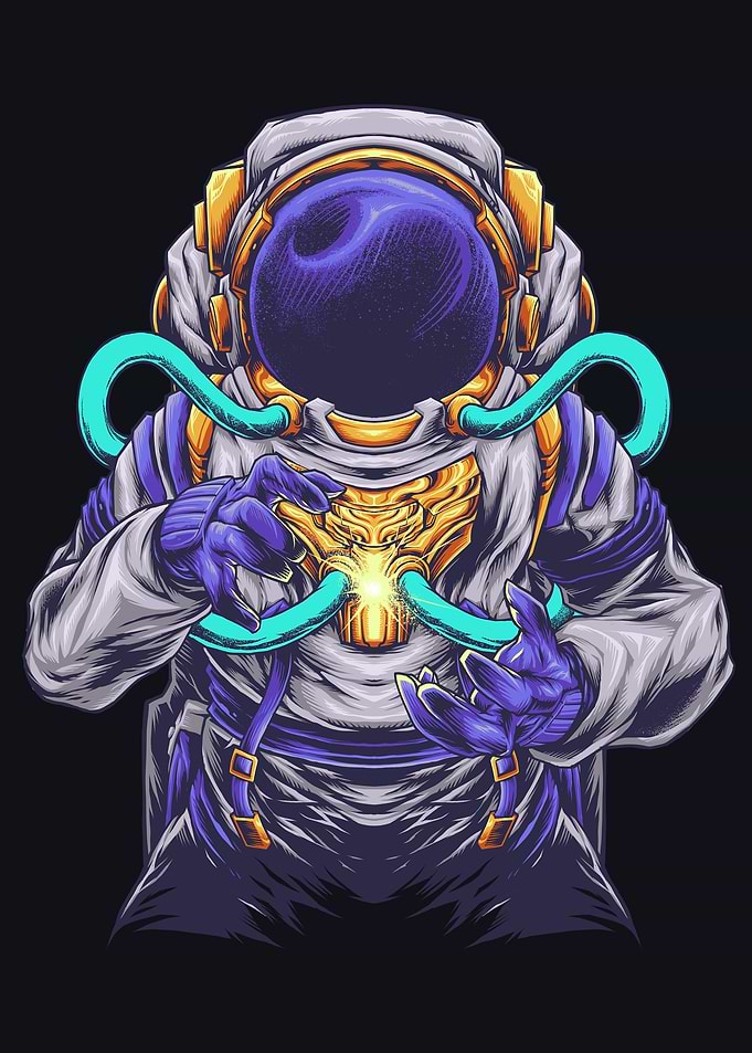 Cyberpunk Astronaut Manipulating Energy