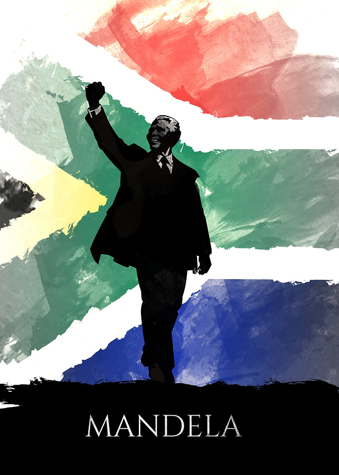 Nelson Mandela South African Flag Poster
