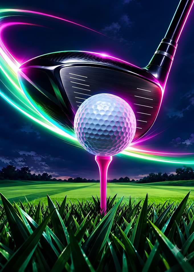 Neon Golf Club and Ball
