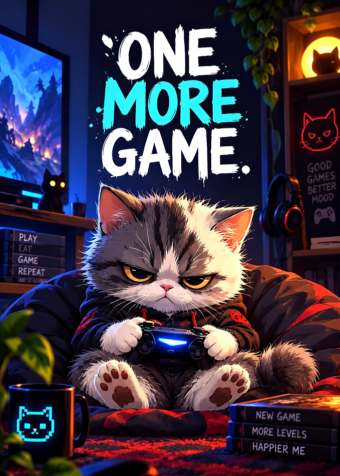 Grumpy Gamer Cat Poster
