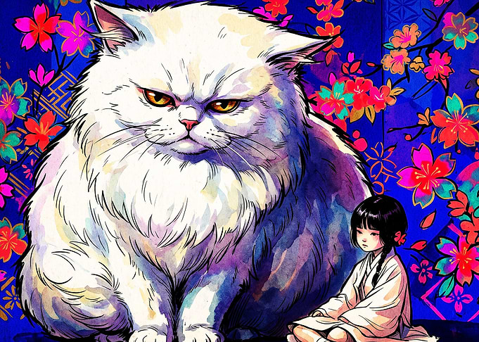 Giant Cat Anime Blossom Art