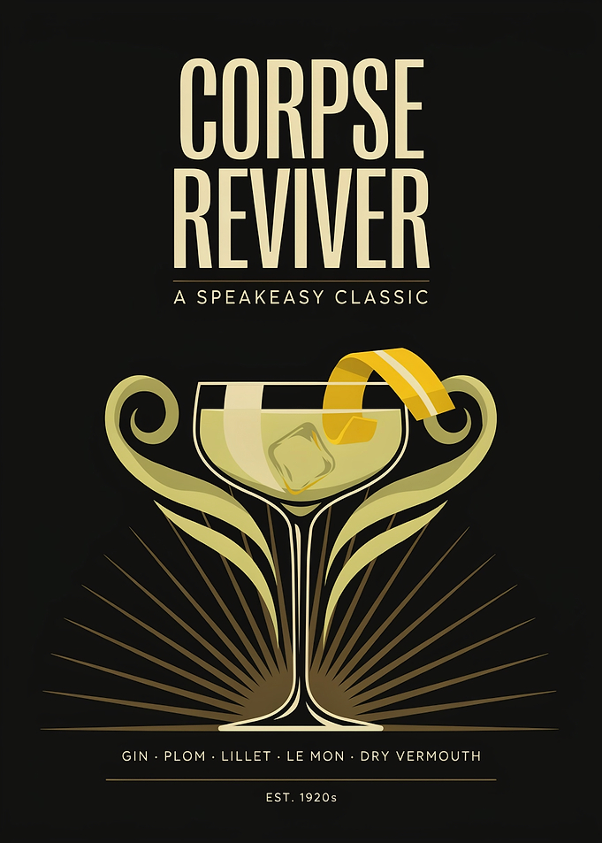 Corpse Reviver Cocktail Vintage Poster