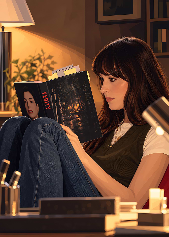 Woman Reading Verity Book