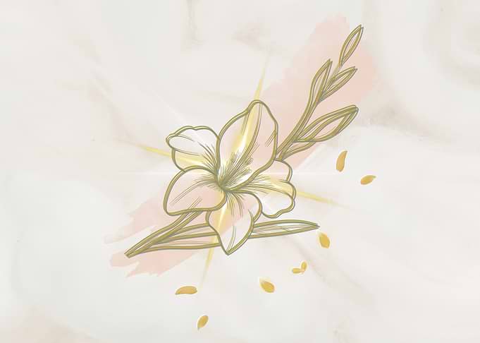 Elegant Gold Line Art Flower