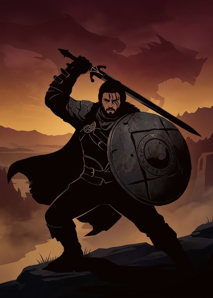 Warrior with Shield and Sword