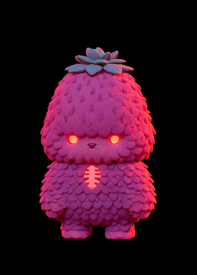 Glowing Pink Strawberry Monster Figure