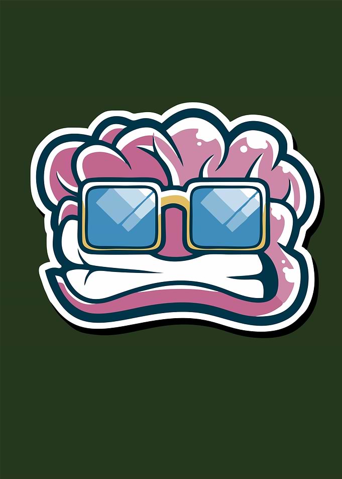 Cool Brain Character Sticker
