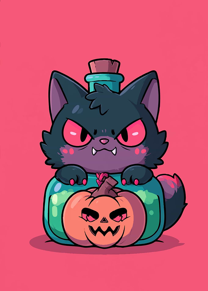 Cute Halloween Cat with Potion