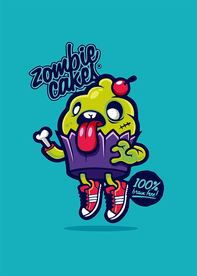 Zombie Cupcake Cartoon Character Illustration