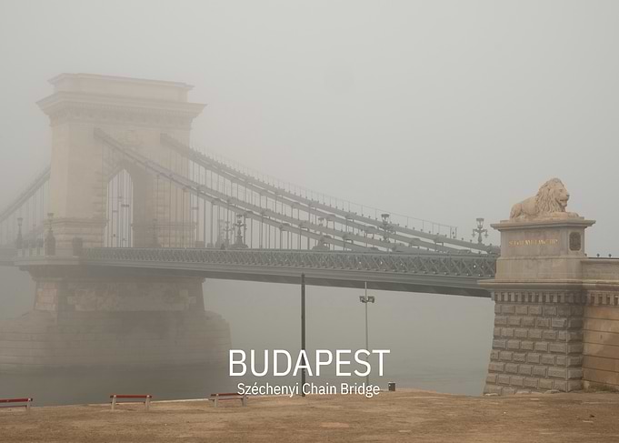 Foggy Széchenyi Chain Bridge in Budapest