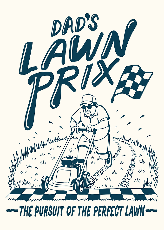Dad's Lawn Prix Graphic Illustration