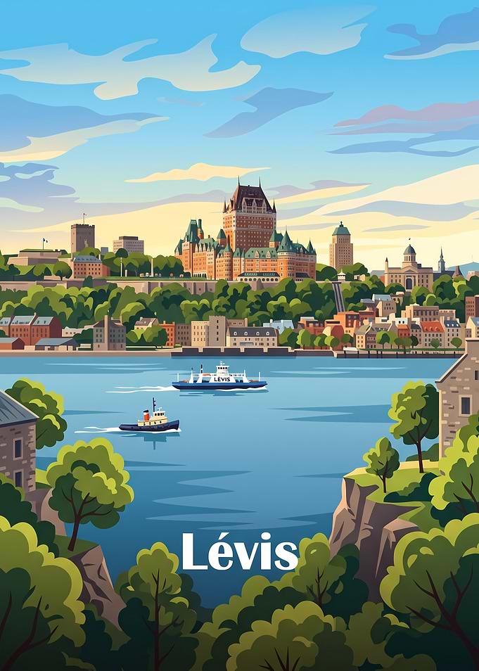 Lévis Quebec Cityscape Travel Poster
