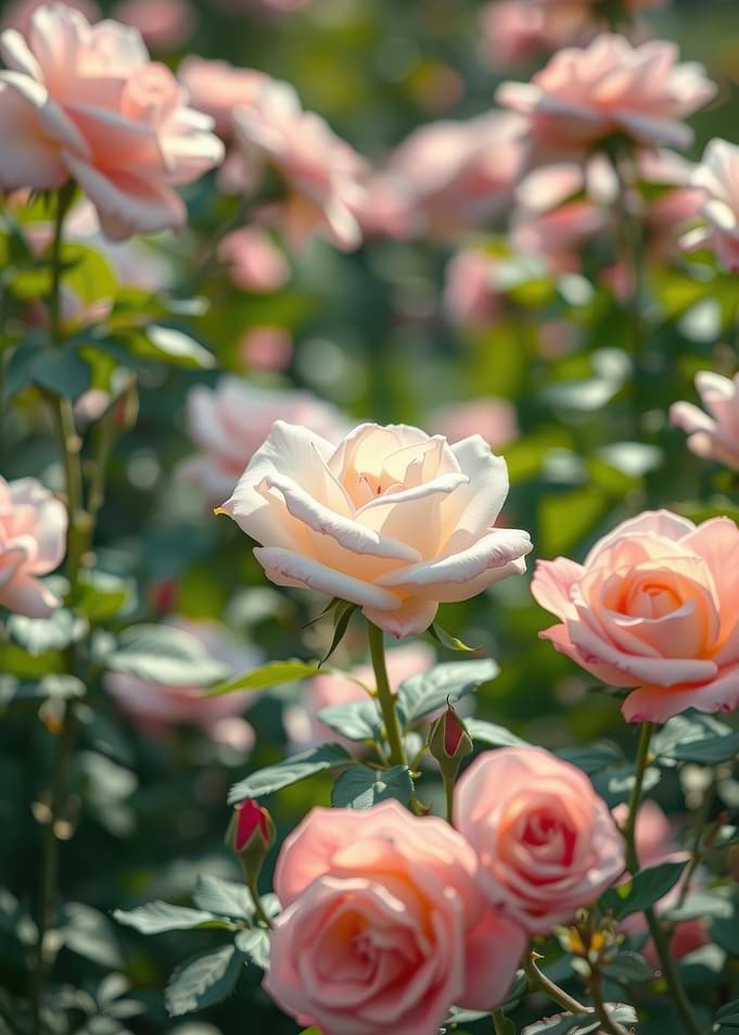 Soft Pastel Pink Rose Garden
