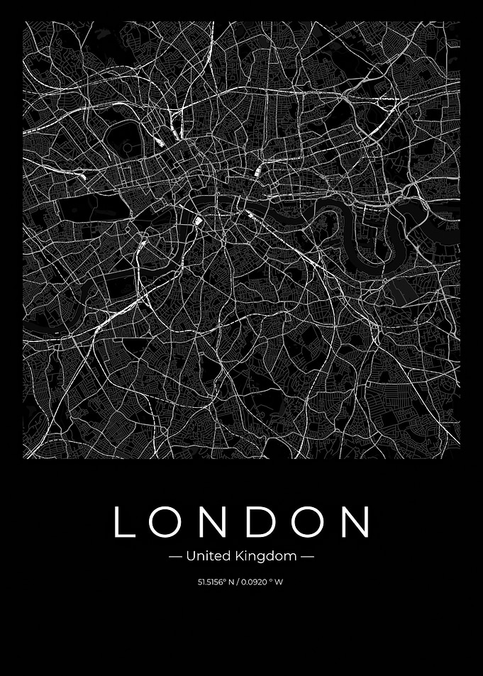Minimalist London City Map Travel Poster