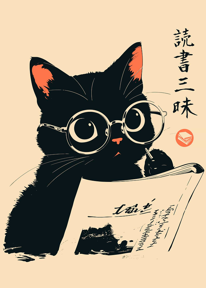 Dark Academia Scholar Cat Home Library