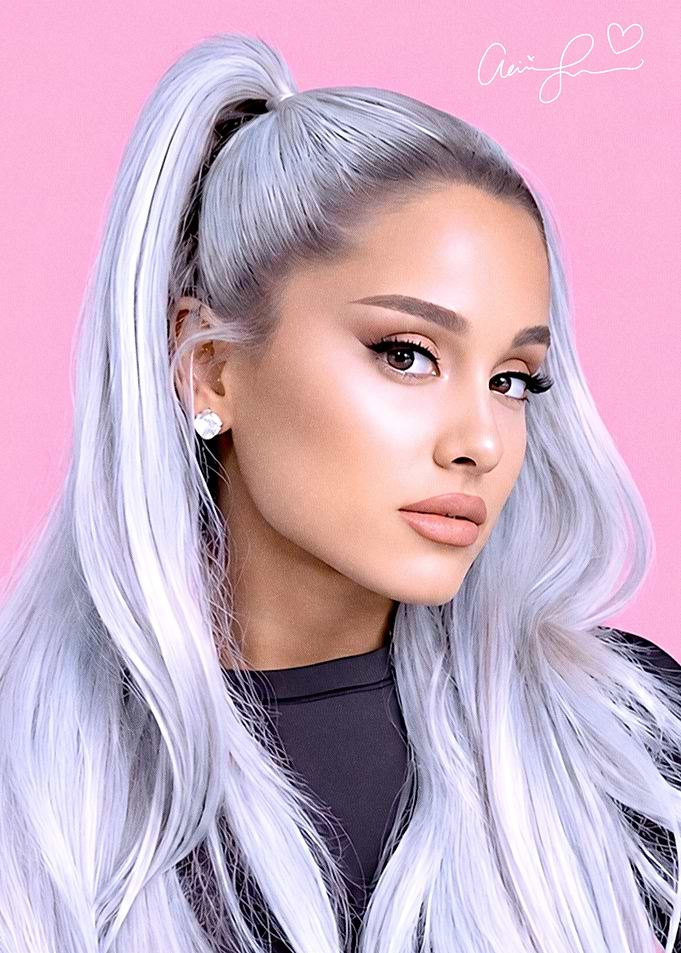 Ariana Grande Portrait with Silver Hair