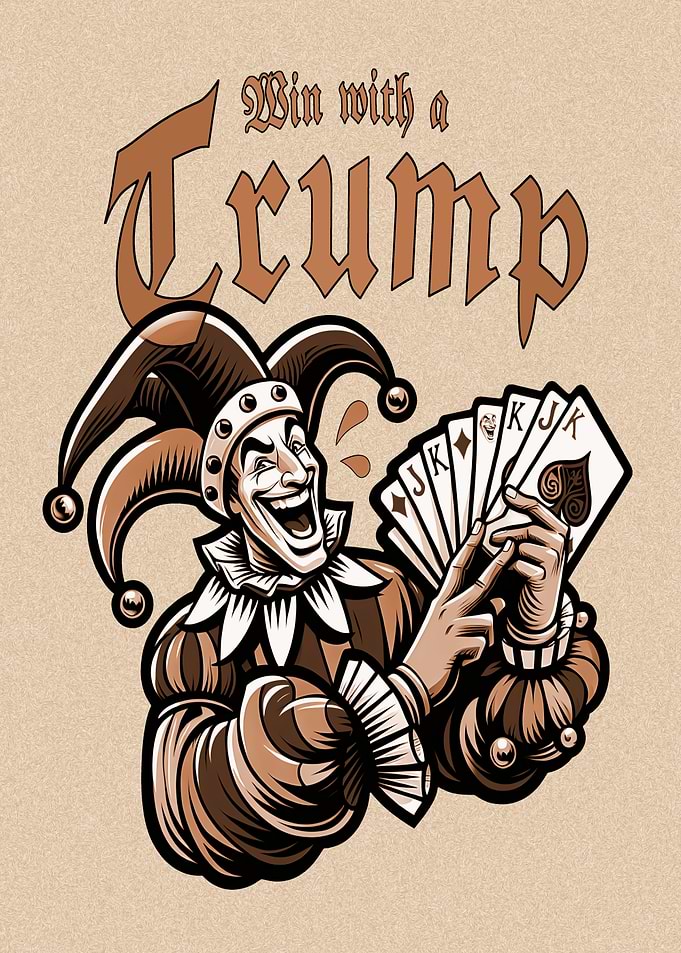 Win with a Trump Jester Illustration