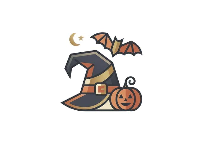 Halloween Witch Hat and Pumpkin Icon