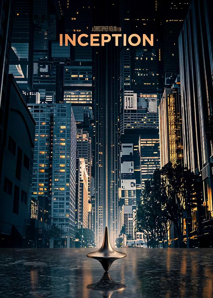 Inception Movie Poster with Spinning Top