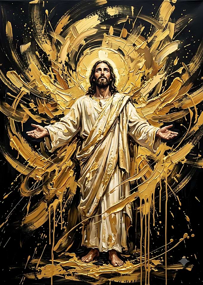 Jesus Christ Golden Abstract Painting