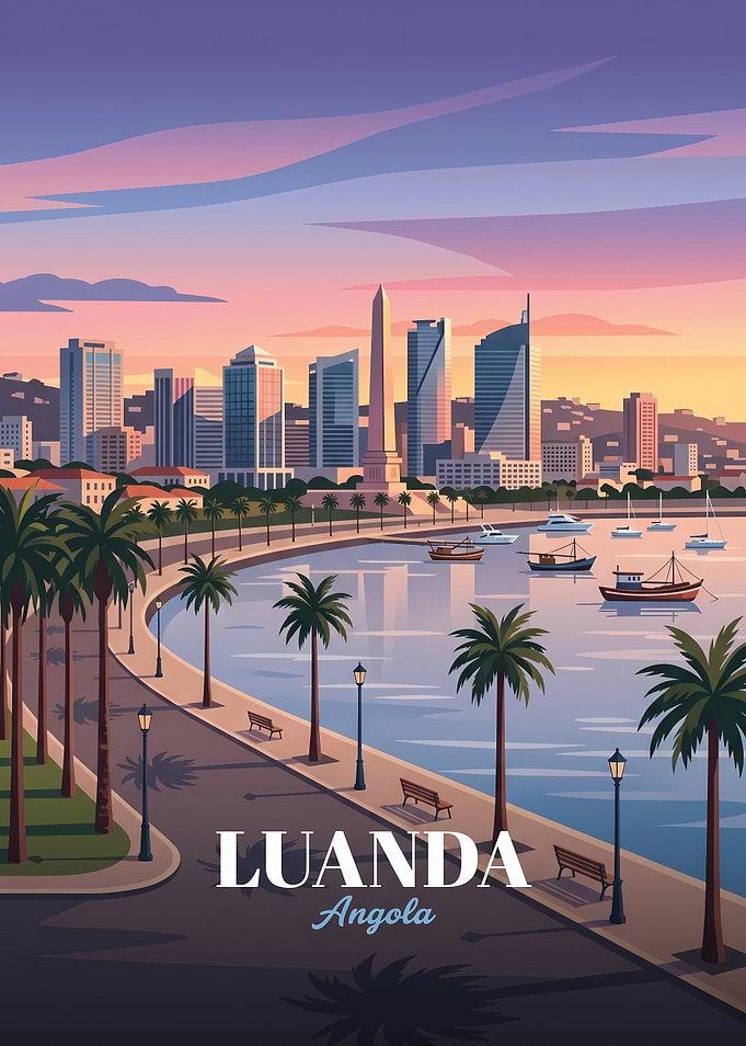 Luanda Angola Cityscape Travel Poster