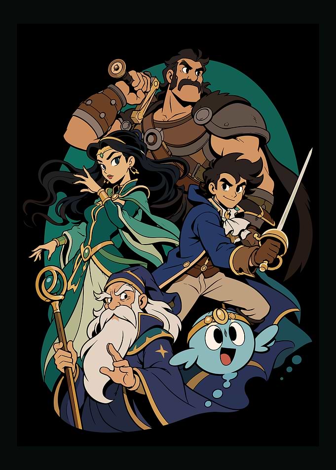 Fantasy Adventure Party Character Illustration