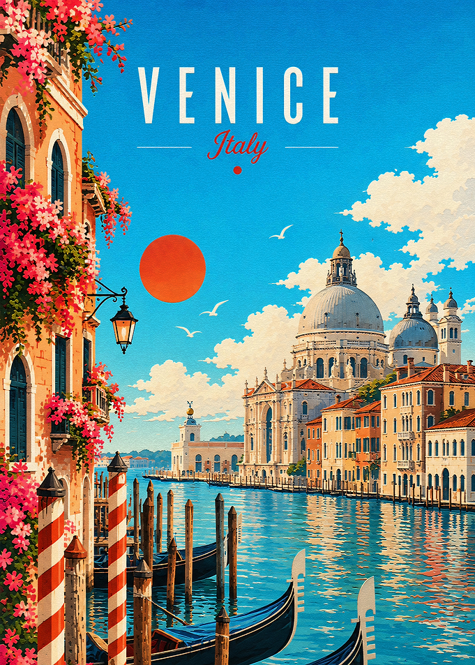 Vintage Travel Poster of Venice Italy