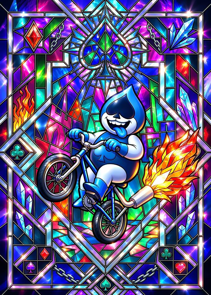 Lancer from Deltarune Stained Glass Art