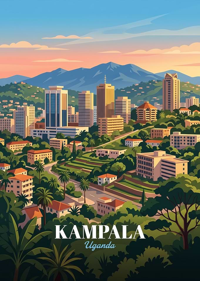 Kampala Uganda Cityscape Travel Poster