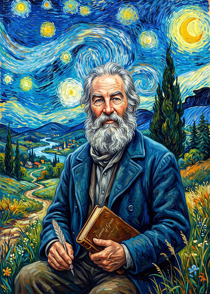Walt Whitman in Starry Night Style