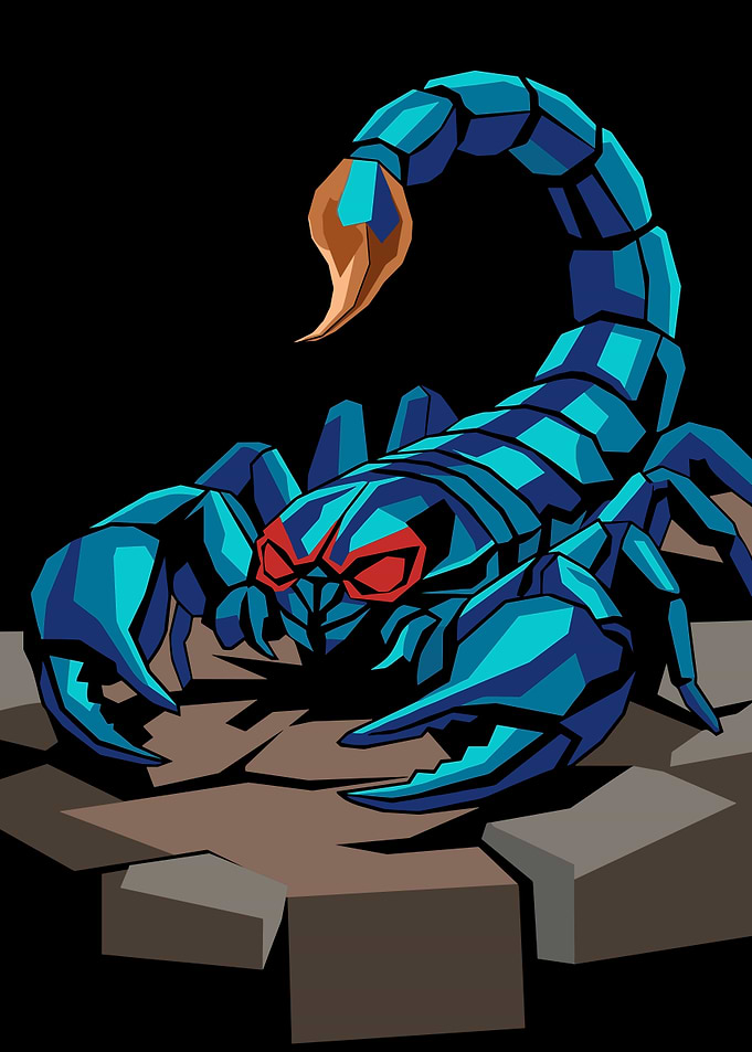 Stylized Blue Scorpion Digital Illustration