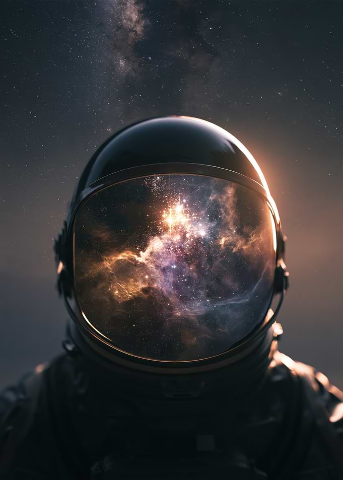 Astronaut Helmet Reflecting Deep Space