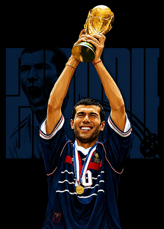 Zinedine Zidane World Cup Victory Portrait