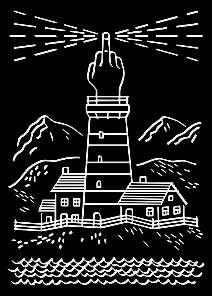 Lighthouse Middle Finger Line Art