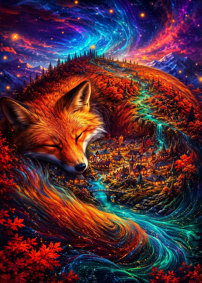 Sleeping Fox Landscape Fantasy Art