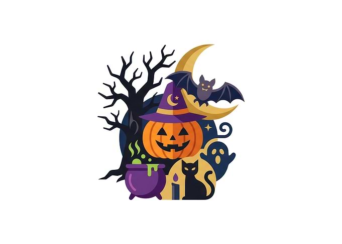 Halloween Themed Flat Vector Illustration