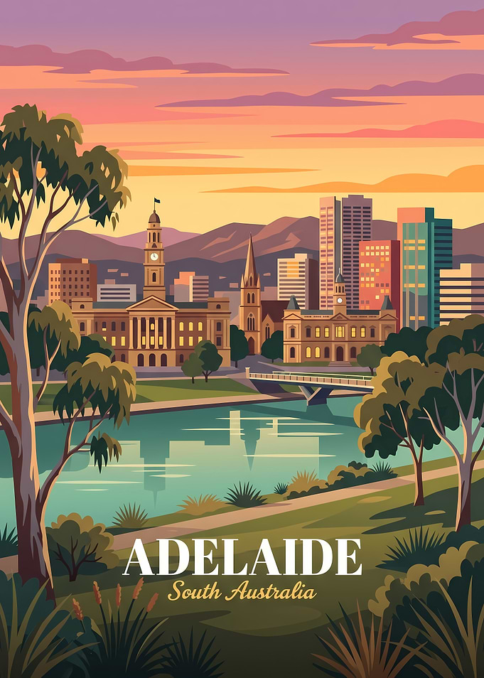Adelaide South Australia Travel Poster