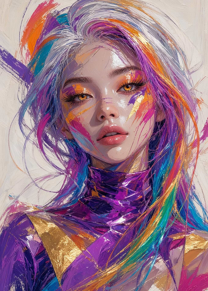 Abstract Portrait of Vibrant Woman
