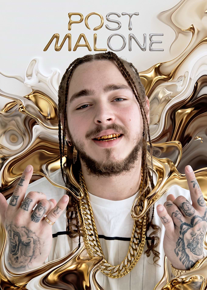 Post Malone Gold Liquid Portrait