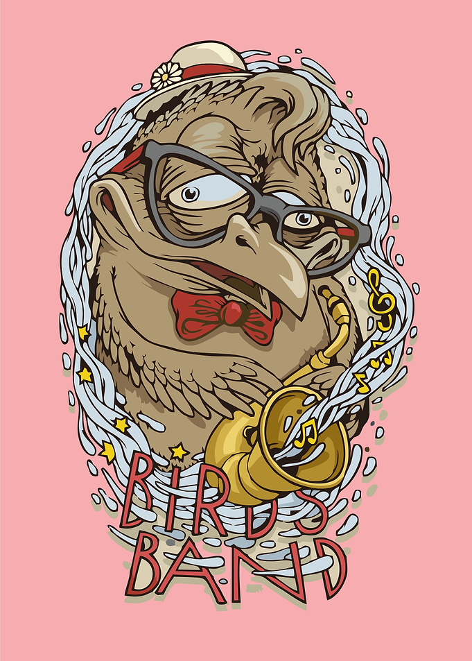 Birds Band Saxophone Player Illustration