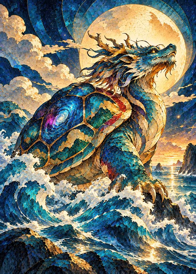 Celestial Dragon Turtle in Ocean
