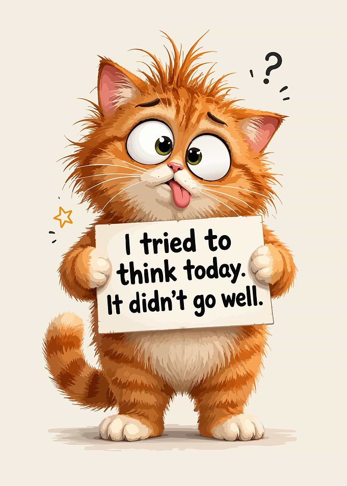 Funny Ginger Cat Holding Sign