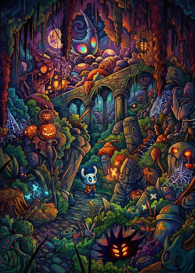 Hollow Knight Halloween Forest Scene