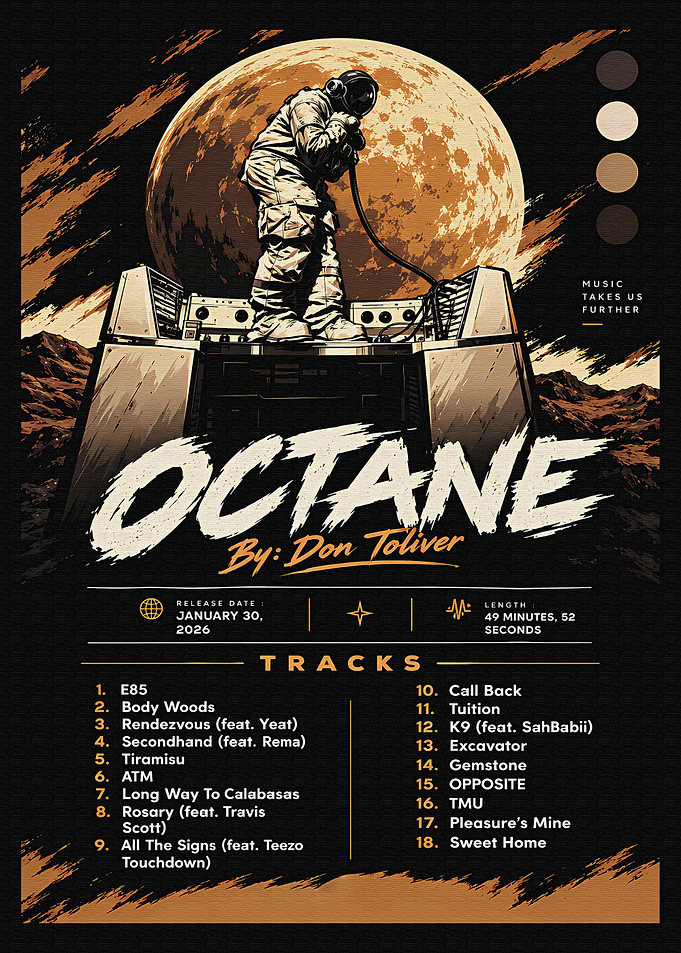 Don Toliver Octane Album Tracklist Poster