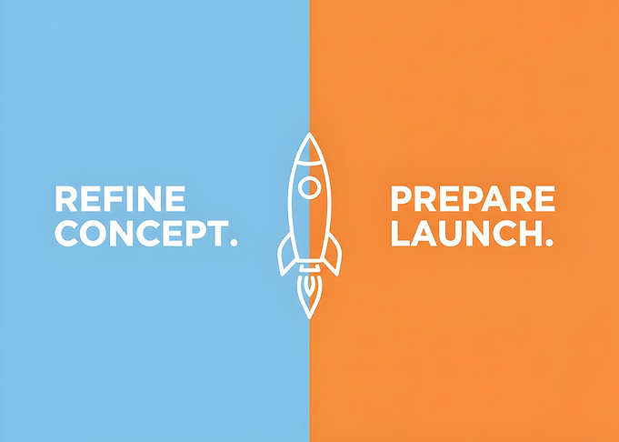 Refine Concept Prepare Launch Rocket Graphic