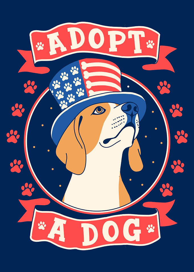 Adopt a Dog Patriotic Beagle Poster