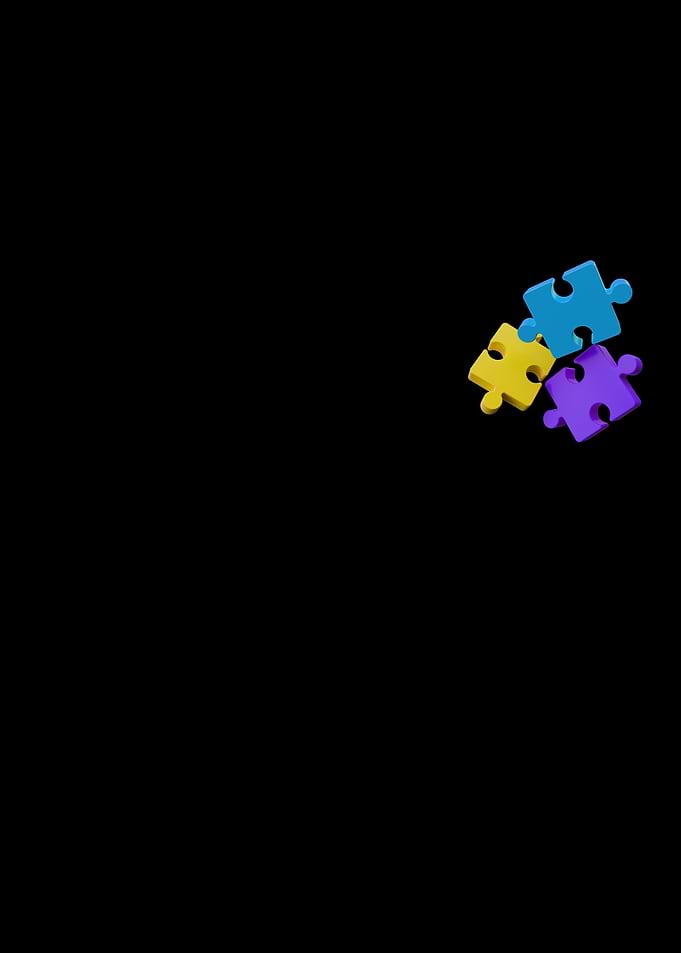 Three Colorful Floating Puzzle Pieces